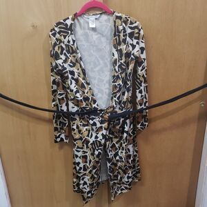 DVF Diane von Furstenberg “Abrigo” Brown Black White Wrap Tie Dress 
SZ 6